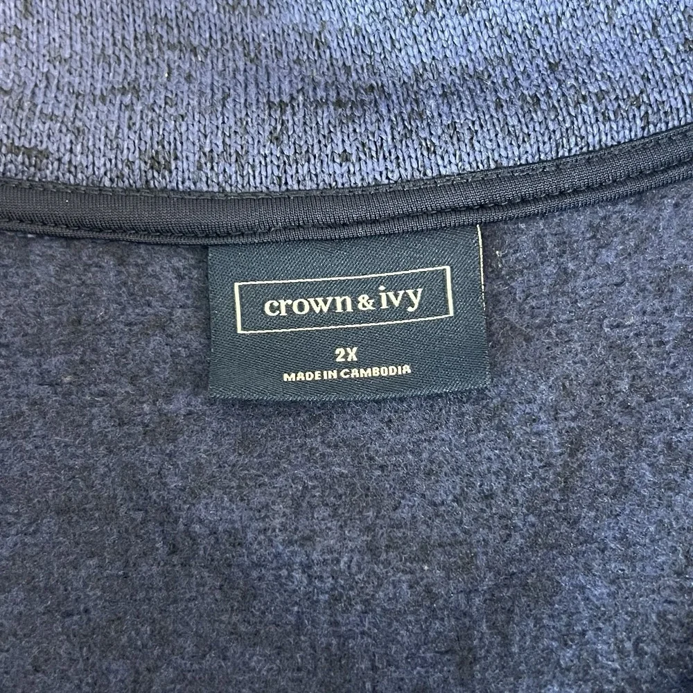 Crown & Ivy Men's 1/4 Zip Sweater‎ Size 2X Blue Black Pullover Layer